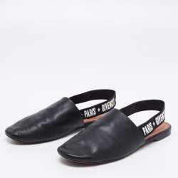 مملوكة مسبقًا Givenchy Black Leather And Logo Stretch Band Slingback Flat Size 39