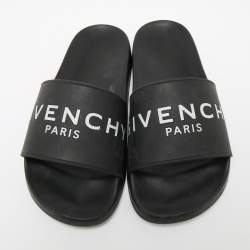 Pre Owned صندل سلايد فلات جيفنشي مطاط أسود مزين شعار الماركة مقاس 39