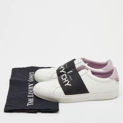 Pre Owned حذاء رياضي جيفنشي  أوربان ستريت سليب أون جلد أبيض / أسود بالشعار مقاس 40