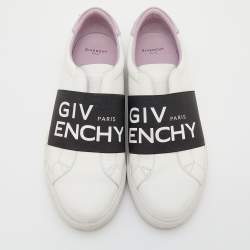 Pre Owned حذاء رياضي جيفنشي  أوربان ستريت سليب أون جلد أبيض / أسود بالشعار مقاس 40