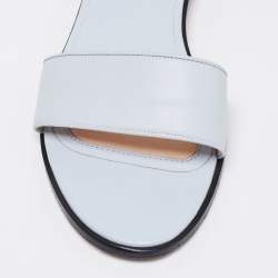Givenchy Light Blue/Beige Leather and Elastic Ankle-Strap Flat Sandals Size 40