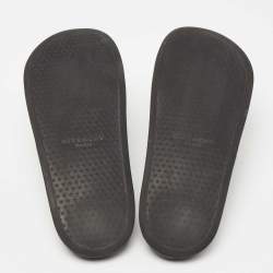 Pre Owned Givenchy Black Rubber Logo Print Flat Slide Sandals Size 41