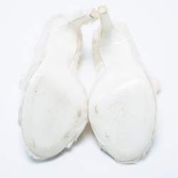 Givenchy Off White Fur Peep Toe Mules Size 40