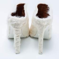 Givenchy Off White Fur Peep Toe Mules Size 40