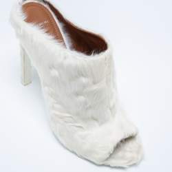 Givenchy Off White Fur Peep Toe Mules Size 40