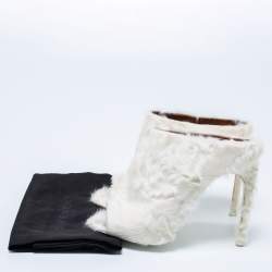 Givenchy Off White Fur Peep Toe Mules Size 40