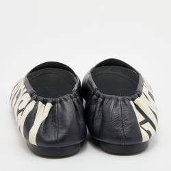 Pre Owned حذاء باليرينا فلات جيفنشي جلد أسود مطبوع غرافيك مقاس 39