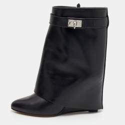 Givenchy Black Leather Shark Lock Fold-Over Ankle Boots Size 40 Givenchy |  TLC