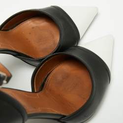 Pre Owned Givenchy Black/White Leather Screw Heel Ankle Strap D'orsay Pumps Size 39.5