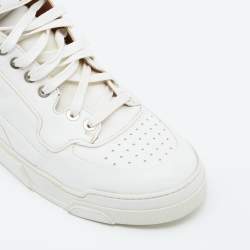 Pre Owned حذاء رياضي جيفنشي تيسون جلد أبيض مرصع نجوم عنق مرتفع مقاس 38