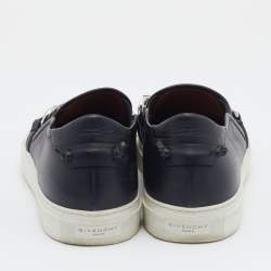 Givenchy Black Leather Maxi Chain Detail Slip On Sneakers Size 38