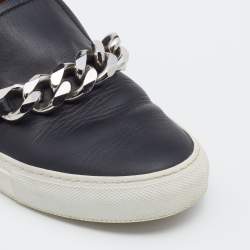 Givenchy Black Leather Maxi Chain Detail Slip On Sneakers Size 38