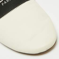 Pre Owned Givenchy White Leather And Logo Strecth Band Bedford Flat Mules Size 39