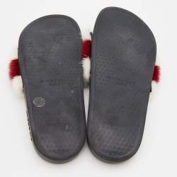 Givenchy White/Red Mink Fur Striped Flat Slides Size 38