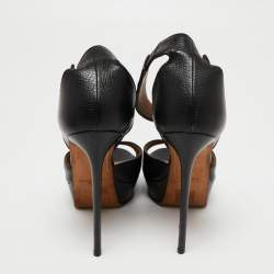 Givenchy Black Leather Shark Lock Ankle Strap Sandals Size 37 