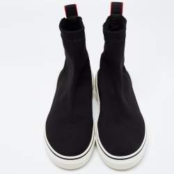 Pre Owned Givenchy Black Knit Fabric Slip on Logo Sneakers Size 41.5