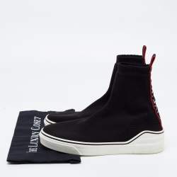Pre Owned Givenchy Black Knit Fabric Slip on Logo Sneakers Size 41.5