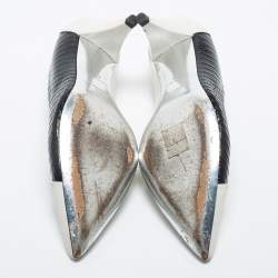 Givenchy Black/White Croc Embossed and  Leather Pointed Toe Pumps Size 37