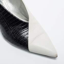 Givenchy Black/White Croc Embossed and  Leather Pointed Toe Pumps Size 37