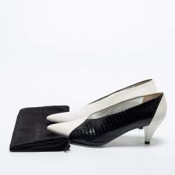Givenchy Black/White Croc Embossed and  Leather Pointed Toe Pumps Size 37
