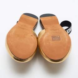 Pre Owned Givenchy Gold Leather Rivington Logo Slingback Flat Mules Size 37