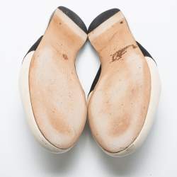 Givenchy Black/White Leather and Fabric Bedford Flat Mules Size 41