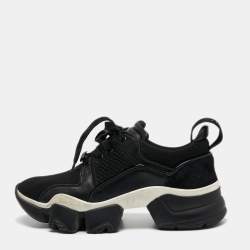Pre Owned Givenchy Black Leather And Nylon Lace Up Sneakers Size 39