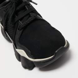 Pre Owned Givenchy Black Leather And Nylon Lace Up Sneakers Size 39