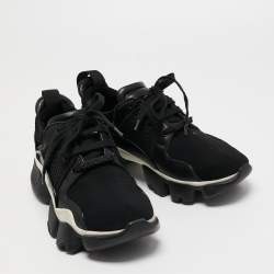 Pre Owned Givenchy Black Leather And Nylon Lace Up Sneakers Size 39