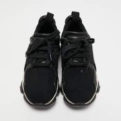 Pre Owned Givenchy Black Leather And Nylon Lace Up Sneakers Size 39