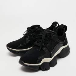 Pre Owned Givenchy Black Leather And Nylon Lace Up Sneakers Size 39