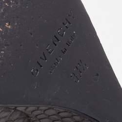 Givenchy Grey Python Embossed Leather Wedge Ankle Strap Sandals Size 37.5