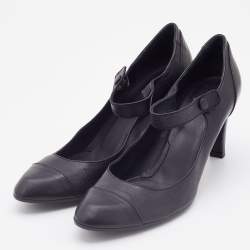 Pre Owned Givenchy Black Leather Mary Jane Pumps Size 39