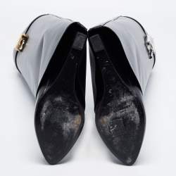 Pre Owned Givenchy Black Leather Shark Lock Wedge Knee High Boots Size 38