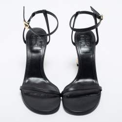 Givenchy Black Leather G Cube Heel Ankle Strap Sandals Size 39