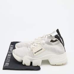 Givenchy White/Black Knit Fabric Jaw Low Top Sneakers Size 38
