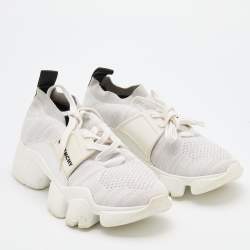 Givenchy White/Black Knit Fabric Jaw Low Top Sneakers Size 38