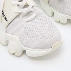 Givenchy White/Black Knit Fabric Jaw Low Top Sneakers Size 38