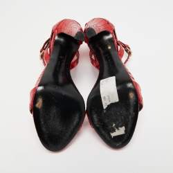 Givenchy Metallic Red Python Leather Ankle Strap Sandals Size 39