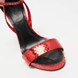Givenchy Metallic Red Python Leather Ankle Strap Sandals Size 39