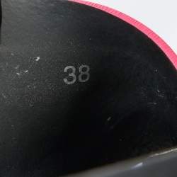 Pre Owned Givenchy Pink/Black Leather and Rubber Logo Flat Slides Size 38
