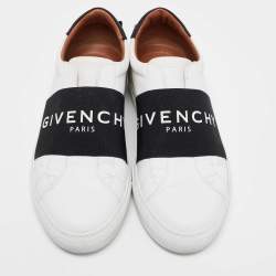 Pre Owned Givenchy White/Black Leather Urban Street Logo Slip On Sneakers Size 40