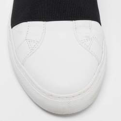 Pre Owned Givenchy White/Black Leather Urban Street Logo Slip On Sneakers Size 40