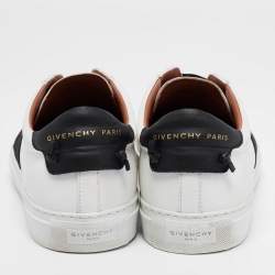 Pre Owned Givenchy White/Black Leather Urban Street Logo Slip On Sneakers Size 40