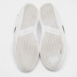 Pre Owned Givenchy White/Black Leather Urban Street Logo Slip On Sneakers Size 40