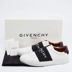 Pre Owned Givenchy White/Black Leather Urban Street Logo Slip On Sneakers Size 40