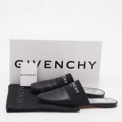 Pre Owned Givenchy Black Leather Bedford Flat Mules Size 38