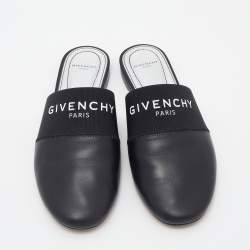 Pre Owned Givenchy Black Leather Bedford Flat Mules Size 38