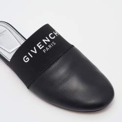 Pre Owned Givenchy Black Leather Bedford Flat Mules Size 38