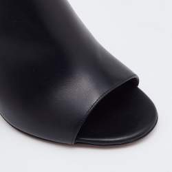 Givenchy Black Leather Block Heel Slide Sandals Size 36.5